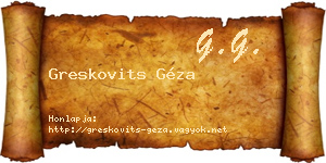Greskovits Géza névjegykártya